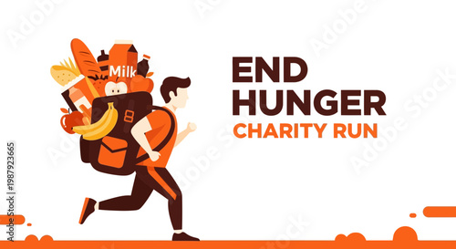 Charity Run To End Hunger With Food And Essential Items, End Hunger Concept Visual