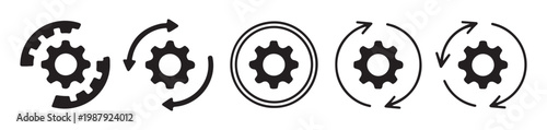 Process automation gear and circular arrow icons representing workflow management and system settings.