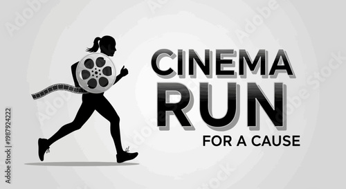 Cinema Run For A Cause Event Silhouette With Film Reel