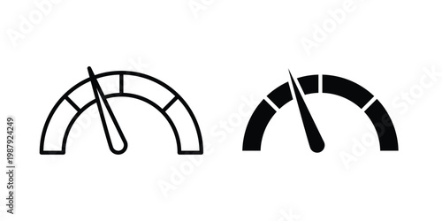 Performance icon editable designs collection. black and white icons