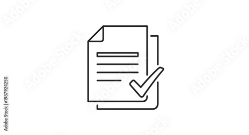 Document with Check Mark Icon Represents Approval and Completion.