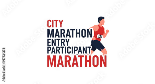 City Marathon Event Runner Silhouetted on Plain White Space Design Graphic
