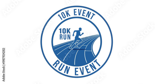 Circular Design Illustrating a 10K Running Event and Promoting Sports Participation
