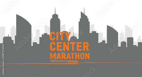 City Center Marathon Silhouette Design Depicting Running Event in Urban Landscape