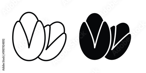 Pistachio icon editable designs collection. black and white icons