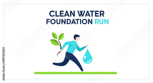 Clean Water Foundation Run Concept Depicting Environment Awareness and Sustainable Living