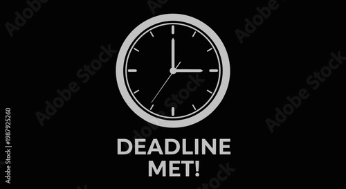 Clock Illustration Depicting a Completed Deadline Against a Dark Background
