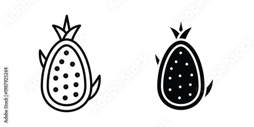 Pitaya icon editable designs collection. black and white icons