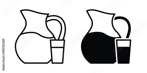 Pitcher icon editable designs collection. black and white icons