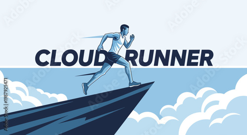 Cloud Runner Soaring Above the Clouds Symbolizing Determination, Adventure, and Athleticism