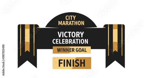 City Marathon Victory Celebration Finish Line Emblem for Athletic Achievements Presented