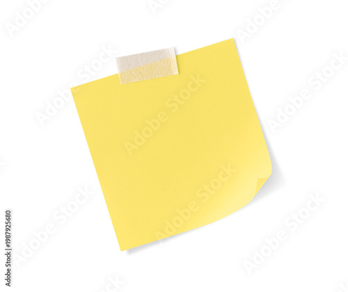 Sticky note reminder. Post  note paper. Yellow sheets for notes isolated  on background.