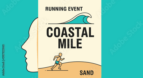 Coastal Mile Running Event Illustrated for Beach Sport and Athletic Competition