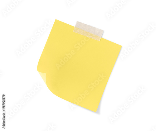 Sticky note reminder. Post  note paper. Yellow sheets for notes isolated  on background.