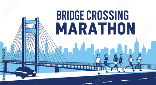 Cityscape Bridge Marathon Event Illustration