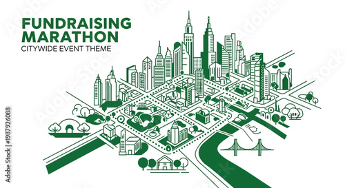 Citywide Fundraising Marathon Event Theme Illustration