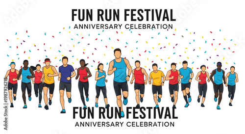Community Fun Run Festival Celebrating Anniversary, Participants Enjoying Event