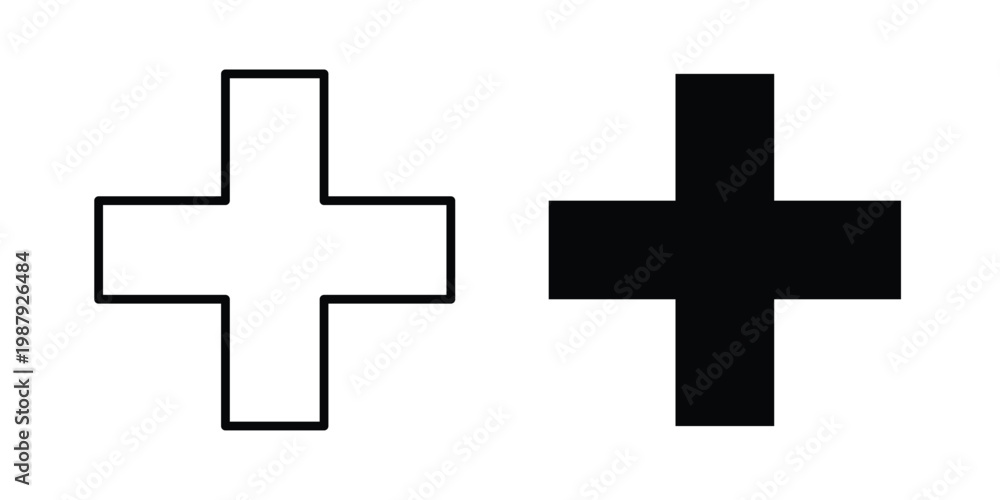Fototapeta premium Plus icon editable designs collection. black and white icons