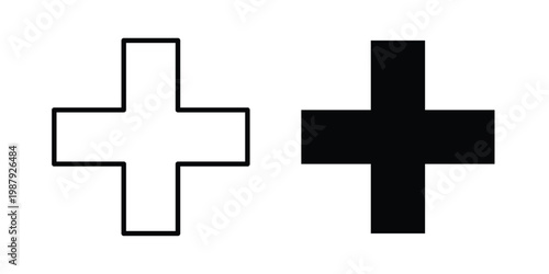 Plus icon editable designs collection. black and white icons