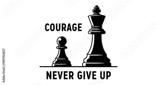 Conceptual Chess Graphic Depicting Courage, Perseverance, And The Essence Of Resilience