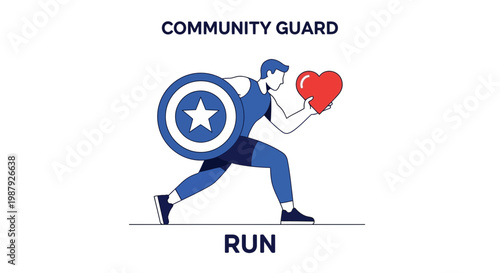 Community Protector Holding Heart And Shield Representing Hope And Security