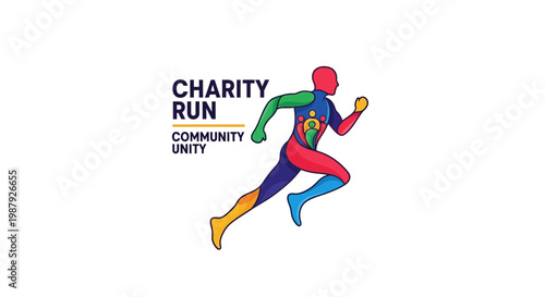 Colorful Charity Run Logo Symbolizing Community Unity And Athleticism In Motion