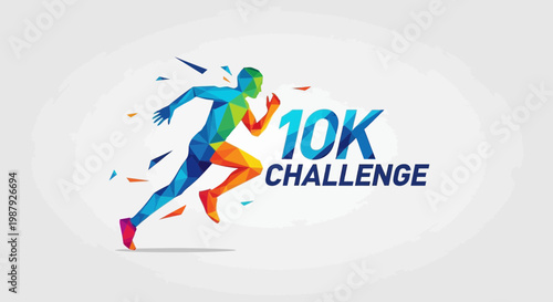 Colorful Digital Illustration: Dynamic Composition for the 10K Challenge Run Advertisement
