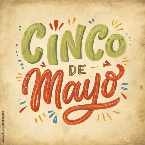 Cinco de Mayo: A vibrant and colorful hand-lettered illustration, celebrating the festive spirit and cultural richness of Cinco de Mayo.