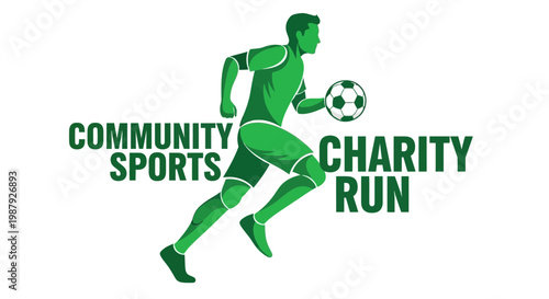 Community Sports Charity Run Illustration Featuring Soccer Player And Ball For Promotional Design