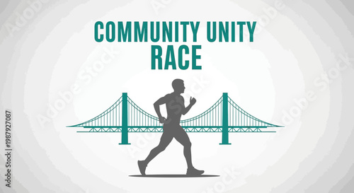Community Unity Race Symbolizing Fitness, Bridge, Determination, and Event Participation