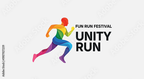 Colorful Running Man Symbolizing Unity and Fun Run Event for Community Building and Joy