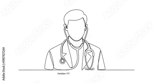 Doctor with Stethoscope, Minimalist Line Art, Medical Professional, Healthcare Concept