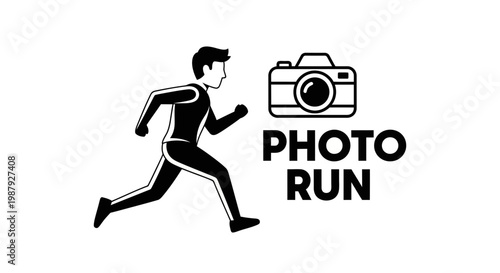 Conceptual Illustration Depicting Pursuit Of Photography Concepts And Running Movement