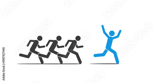 Conceptual Illustration Depicting Pursuit, Triumph, and Achieving a Goal in a Race