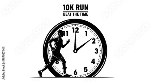Conceptual Illustration Depicting Running a 10K Race and Racing against Time