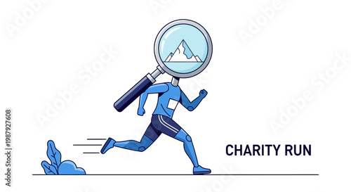 Conceptualizing Charity Run: A Visionary Pursuit Through Symbolic Illustration