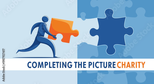 Conceptual Illustration Depicting Teamwork and Completion in a Charitable Endeavor