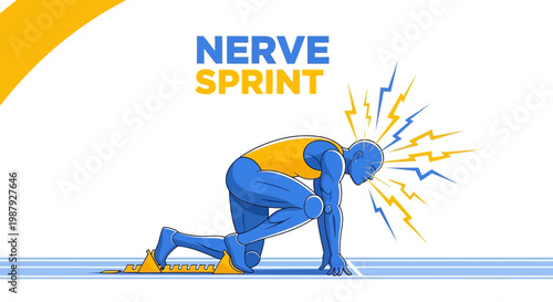 Conceptual Illustration Depicting Sprint With Nerve Energy And A Futuristic Runner