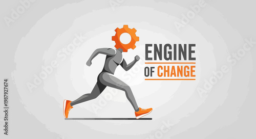 Conceptual Illustration Depicting The Engine Of Change in Business and Transformation Context