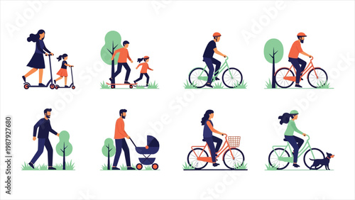 A Collection of Sustainable Mobility and Family Leisure in the Park