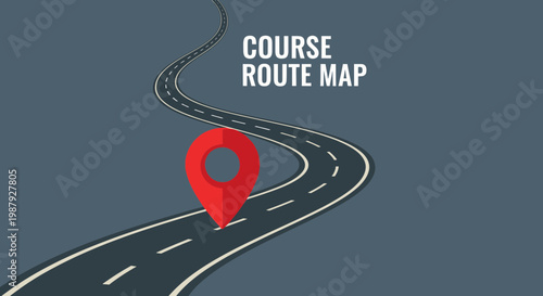 Conceptual Illustration Of A Winding Asphalt Road And A GPS Location Pointer Symbol