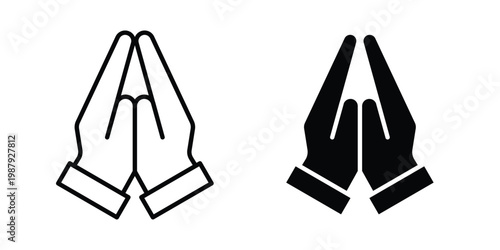 Prayer and Respect Icon editable designs collection. black and white icons