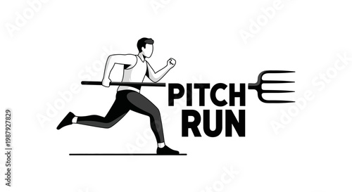 Conceptual Illustration: Pitch Run Depicting Fitness, Endurance, and Agility