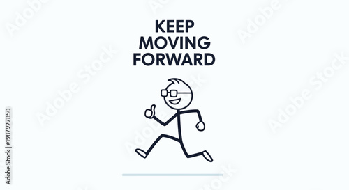 Conceptual Illustration: Stick Figure Demonstrating Progression And Persistence With Positive