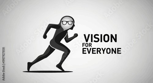 Conceptual Illustration: Vision for Everyone Represented Through A Running Figure with Glasses