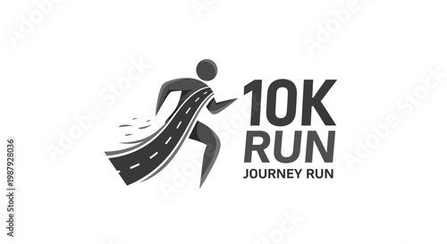 Conceptual Running Symbol Depicting The 10K Run With Journey Run Text Illustration