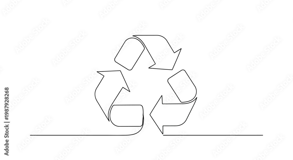 Obraz premium Recycling Symbol Continuous Line Drawing - Eco-Friendly and Sustainable Concept