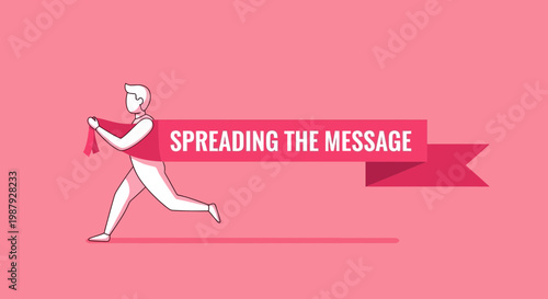 Conveying Important News: A Person Runs Forward With a Flag Banner Design