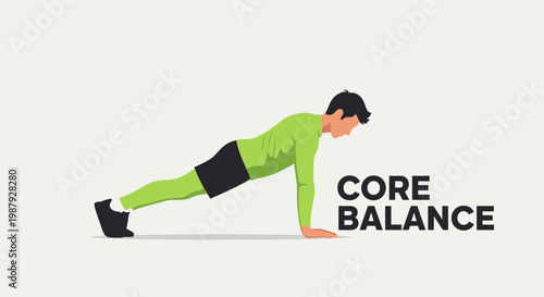 Core Balance Illustration Depicting Exercise and Strength Training with a Professional Look
