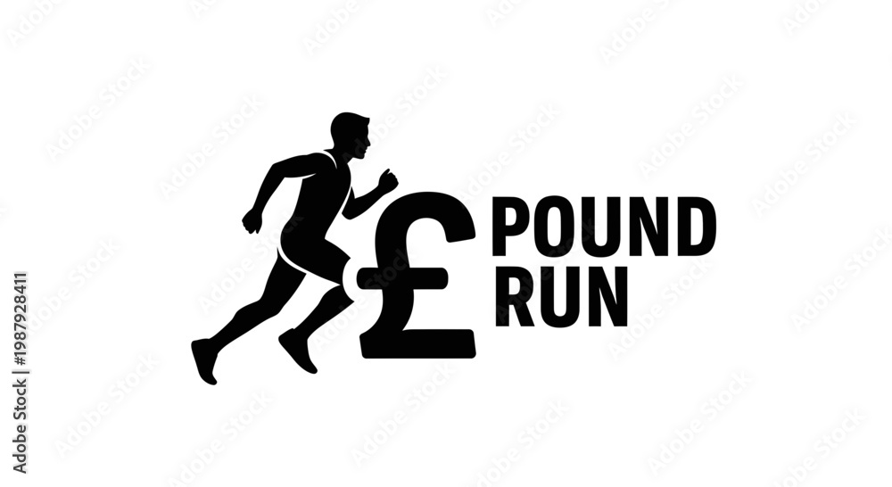 Fototapeta premium Creative Silhouette of Athlete Running Through Symbolic Currency Sign in Motion